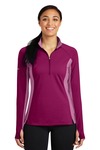 Ladies Sport Wick ® Stretch Contrast 1/4 Zip Pullover