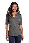 Ladies Stretch Heather Open Neck Top