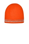 Lined Enhanced Visibility with Reflective Stripes Beanie